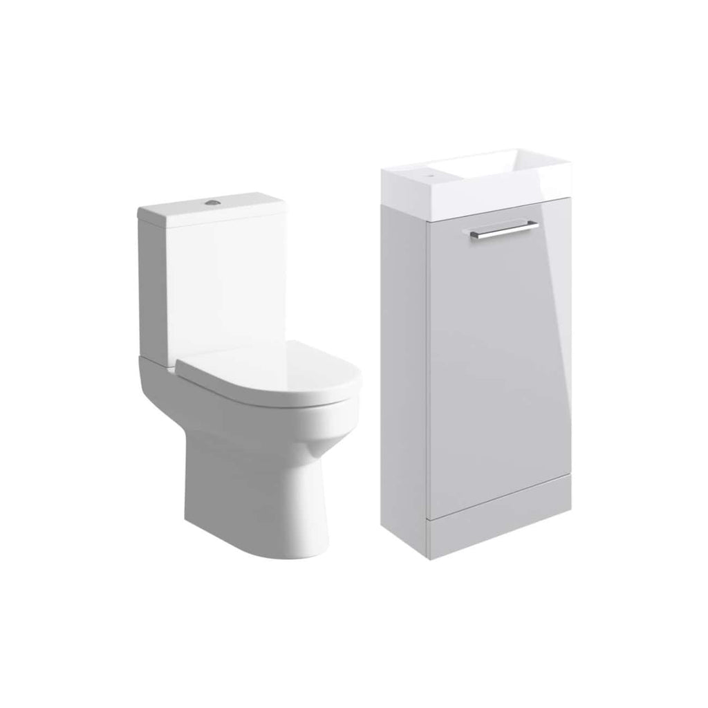 Sleek white toilet and bathroom vanity cabinet with sink set, modern bathroom fixtures for a stylish and functional bathroom renovation, ideal for contemporary bathroom designs.