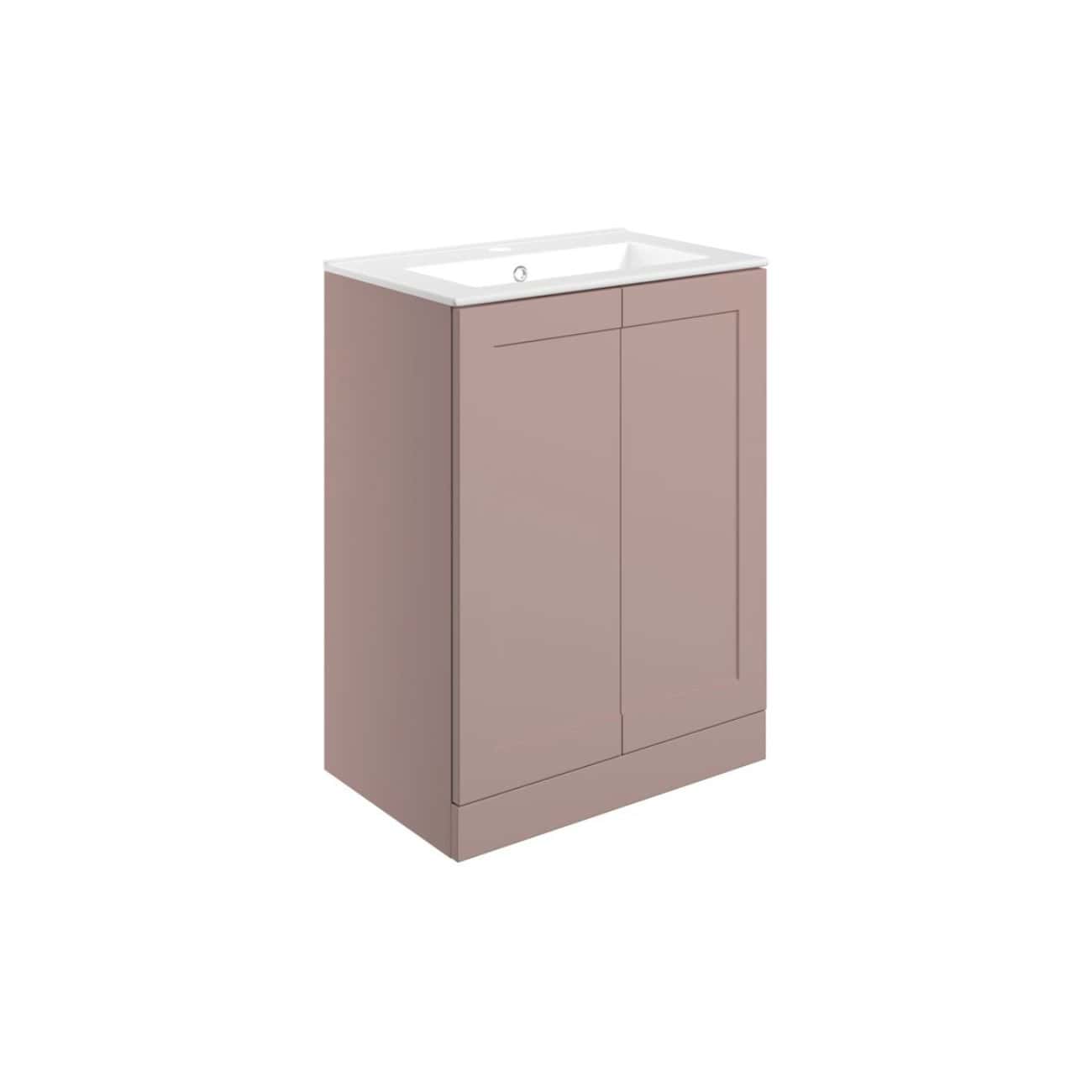 Elegant pink bathroom vanity unit with integrated sink, modern design, suitable for contemporary bathrooms, featuring ample storage space, ideal for stylish bathroom upgrades.