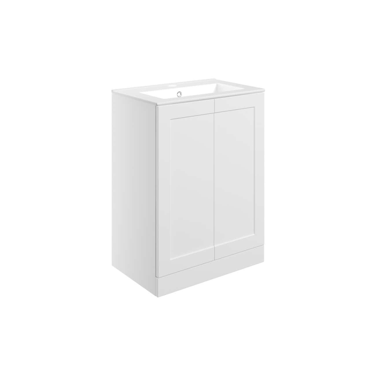 Modern white bathroom vanity with integrated sink and storage cabinets, ideal for contemporary bathroom design. Crafted for functionality and sleek style, perfect for bathroom renovation projects.