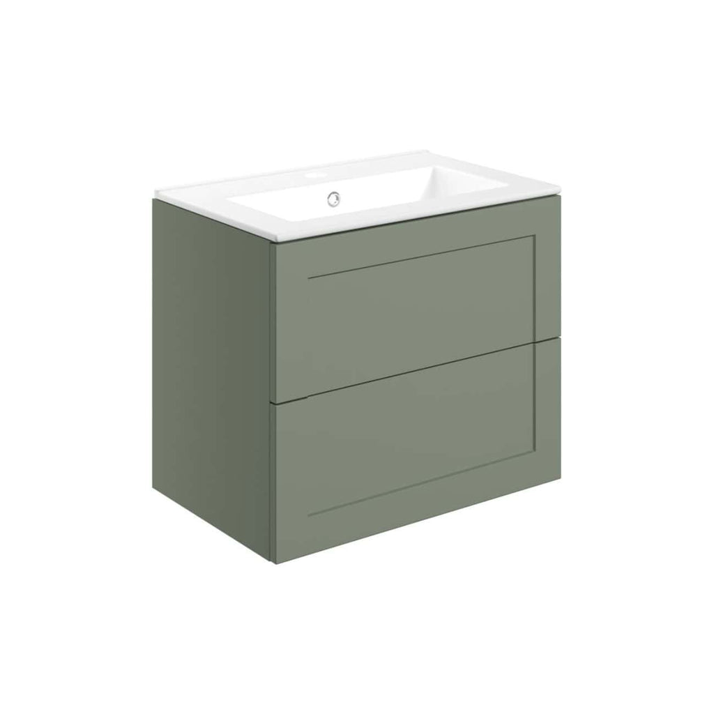 Contemporary grey bathroom vanity with integrated ceramic sink and drawer storage, ideal for modern bathroom decor and space optimisation.