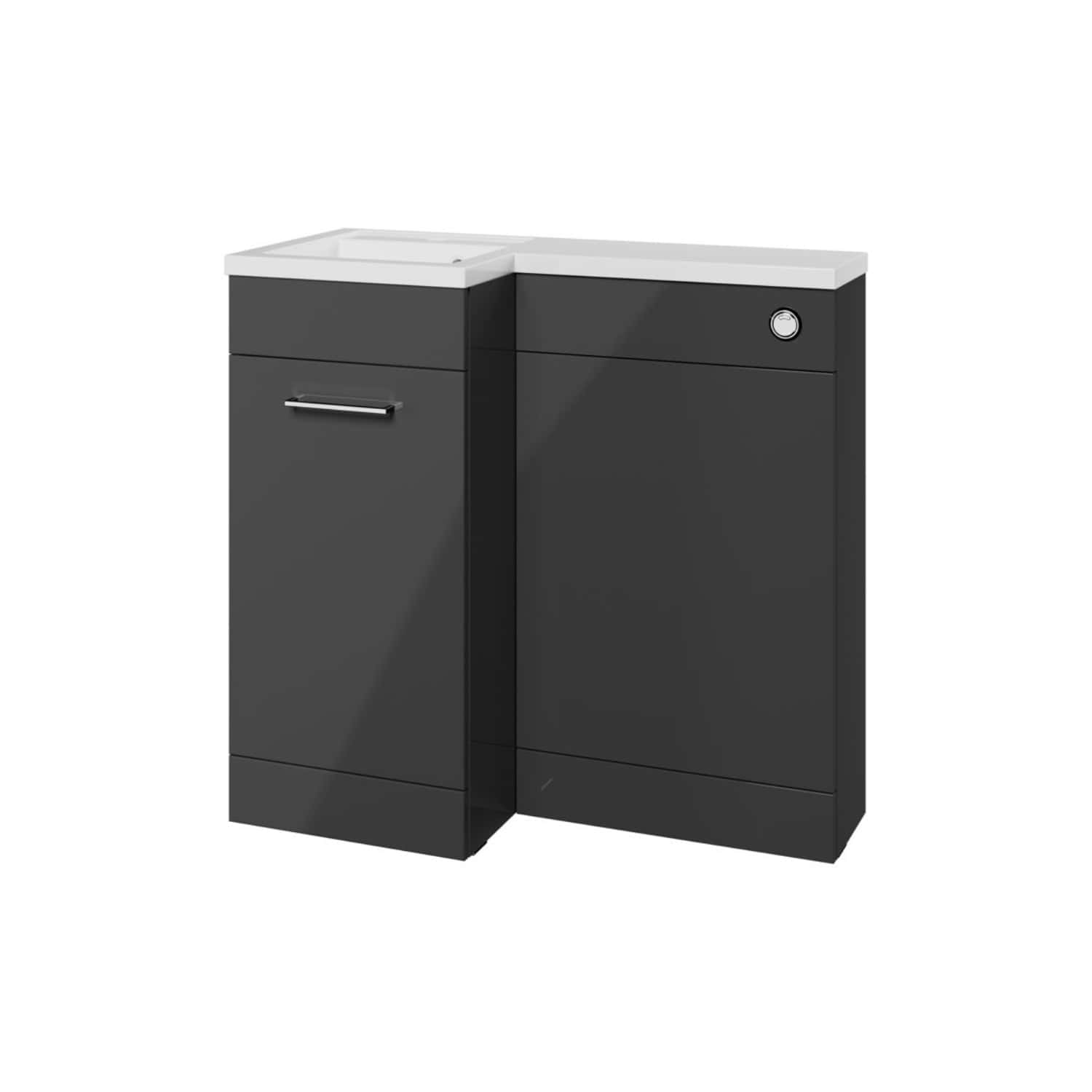 Aluminium bathroom cabinet with built-in sink and modern design for contemporary bathroom decor.