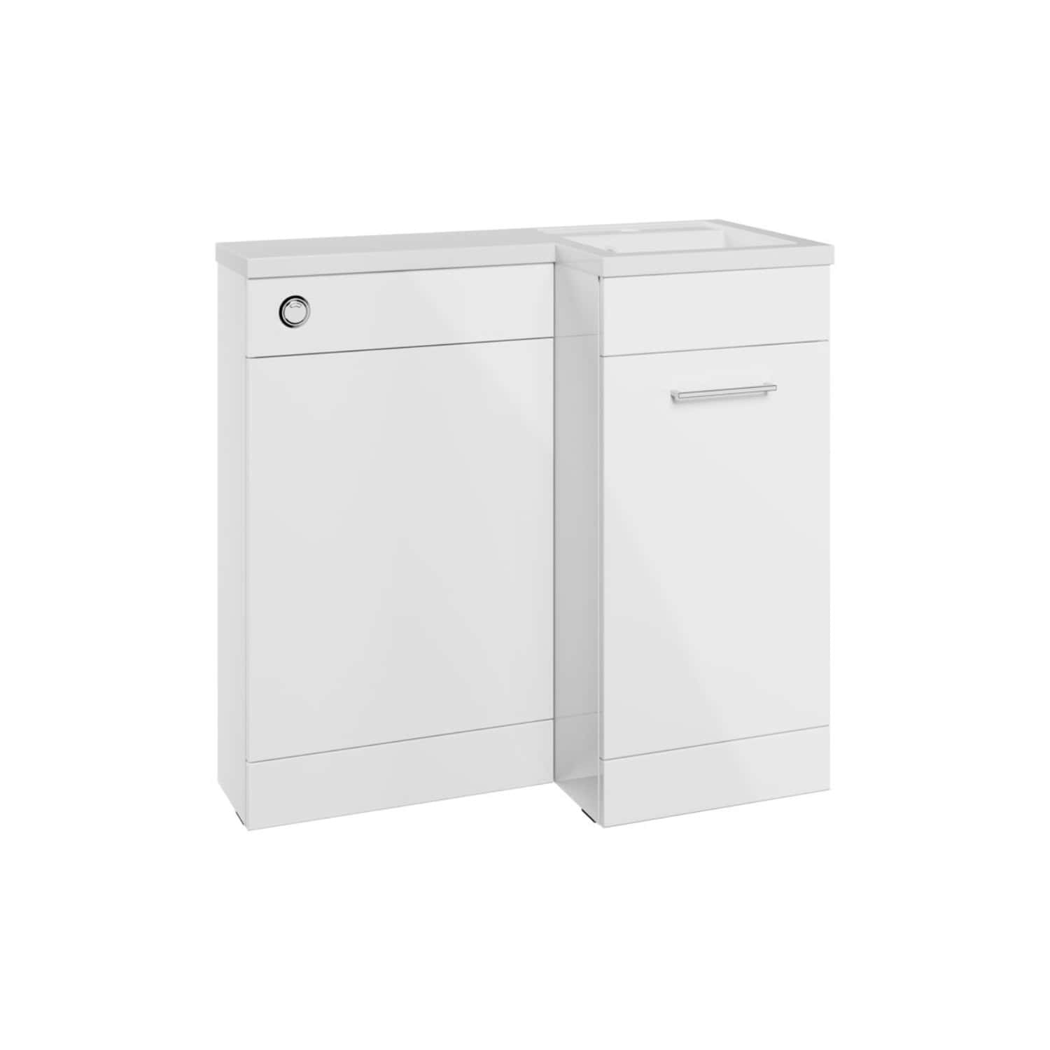 Modern white bathroom cabinets with sleek handles, ideal for sleek and functional bathroom storage solutions. Perfect for contemporary bathroom designs with clean lines and streamlined aesthetics.