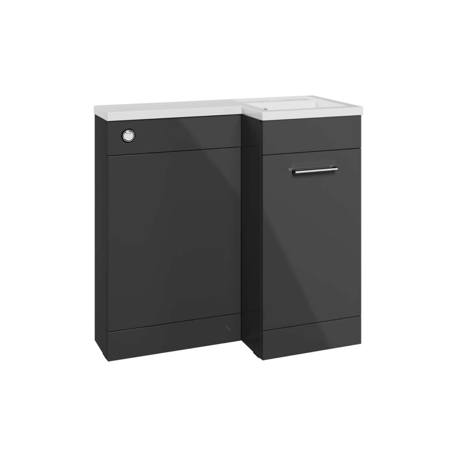 Contemporary grey bathroom vanity units with integrated sink, sleek modern design, perfect for stylish bathroom storage solutions. Made from durable materials with modern hardware.