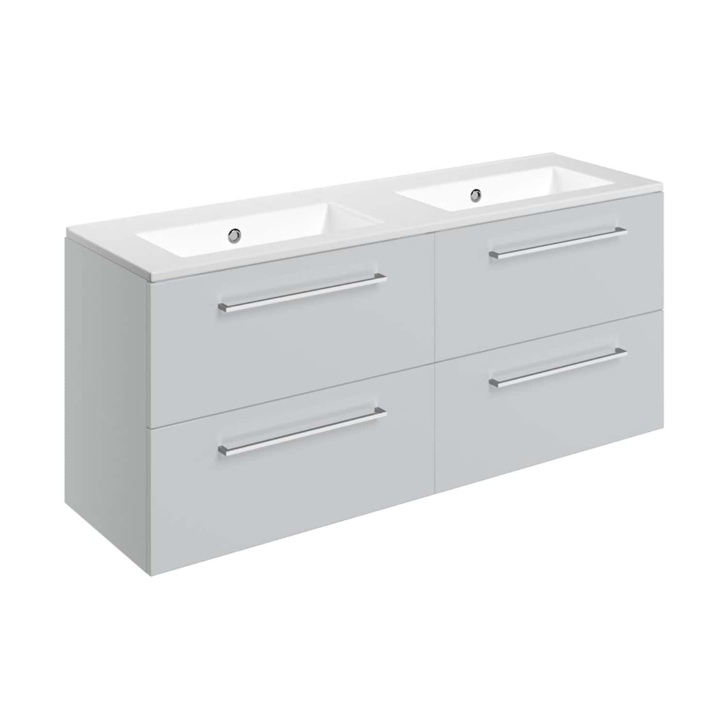 Vessira 1210mm Wall Hung 4 Drawer Basin Unit and 0TH Thin Edge Basin - White Gloss