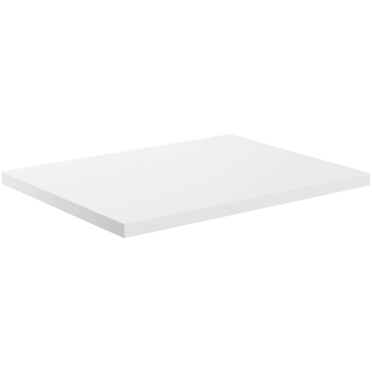 Sleek white bathroom countertop with smooth surface, ideal for modern bathroom designs and accessories, enhancing functionality and style.