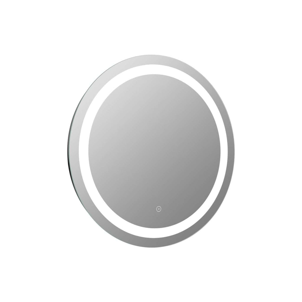 Sleek modern LED illuminated bathroom mirror with touch sensor, ideal for contemporary bathroom decor and grooming routines.