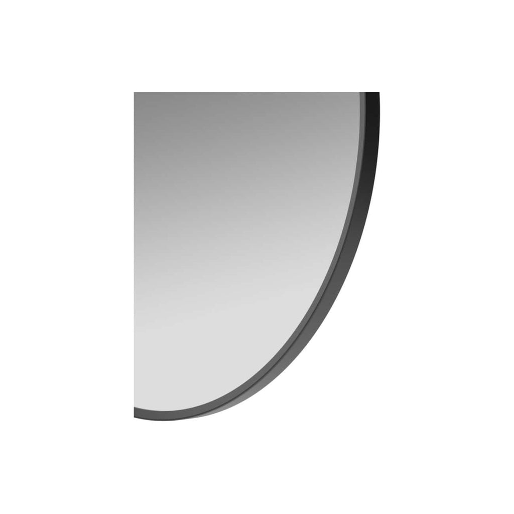 Sleek modern curved bathroom mirror with minimalist design, perfect for contemporary bathrooms and ensuite spaces, offering ample reflection and style.