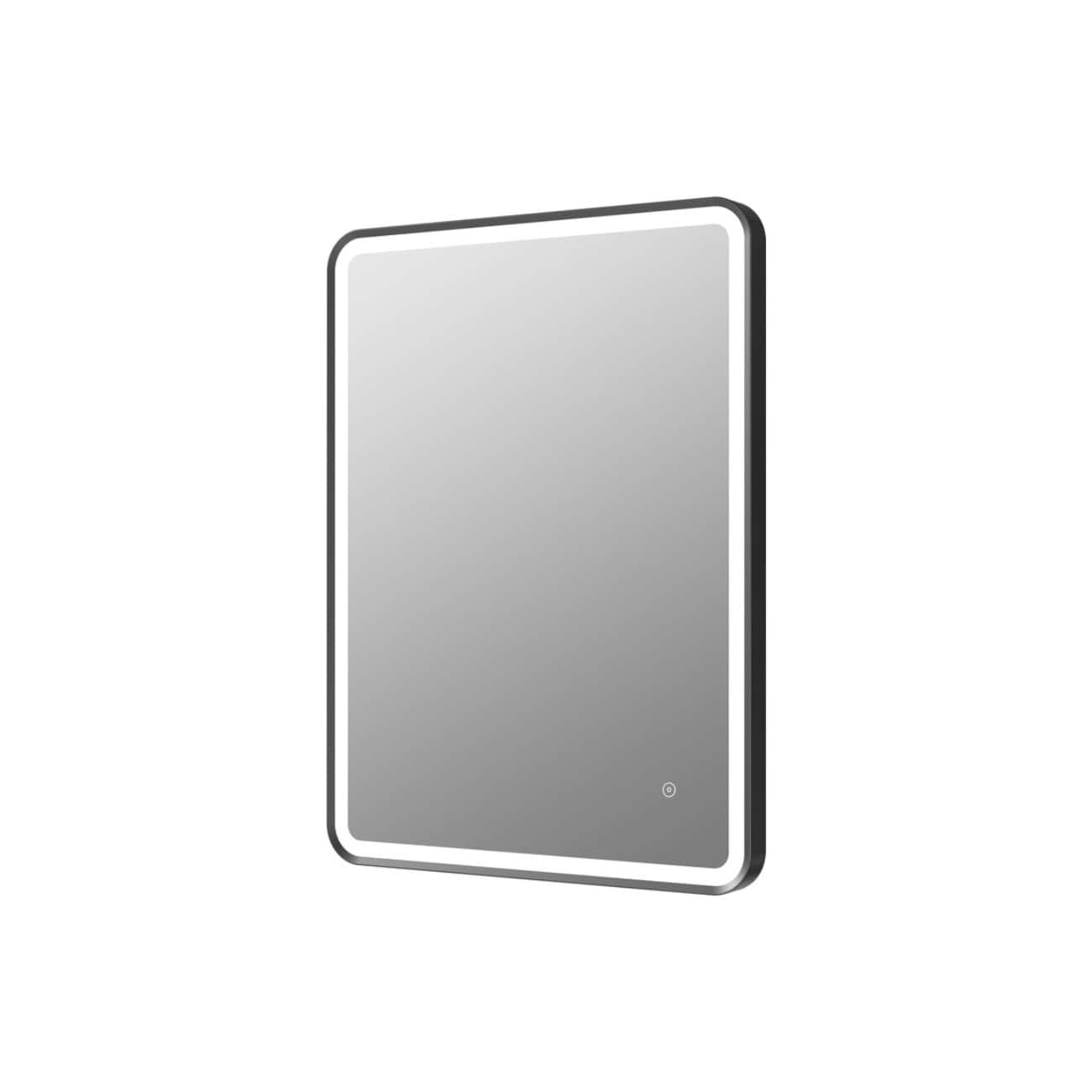 Sleek modern illuminated bathroom mirror with anti-fog feature, perfect for contemporary bathroom designs and improving grooming routines.