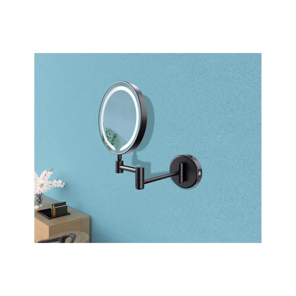 Modern wall-mounted bathroom mirror with extendable arm, ideal for minimalistic bathroom designs and personal grooming routines. Crafted with durable materials for longevity.