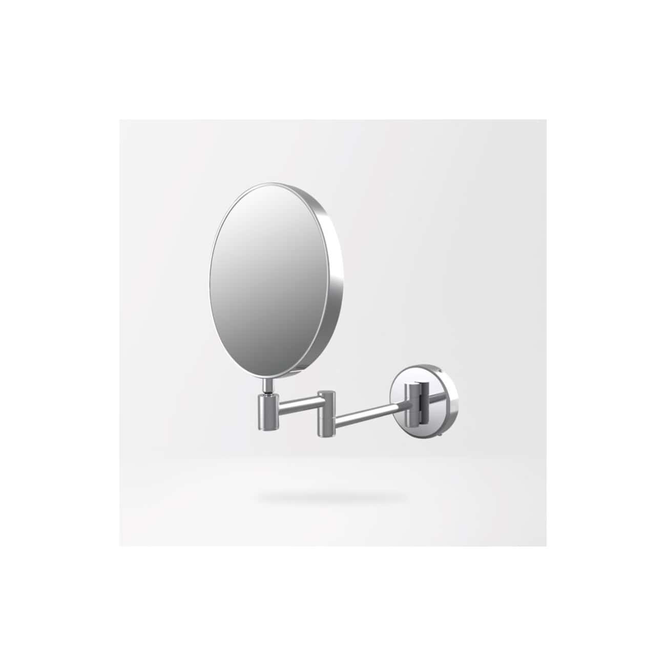 Mirror with extendable arm and round frame for bathroom or dressing room – sleek, modern design ideal for small spaces and functional grooming routines.