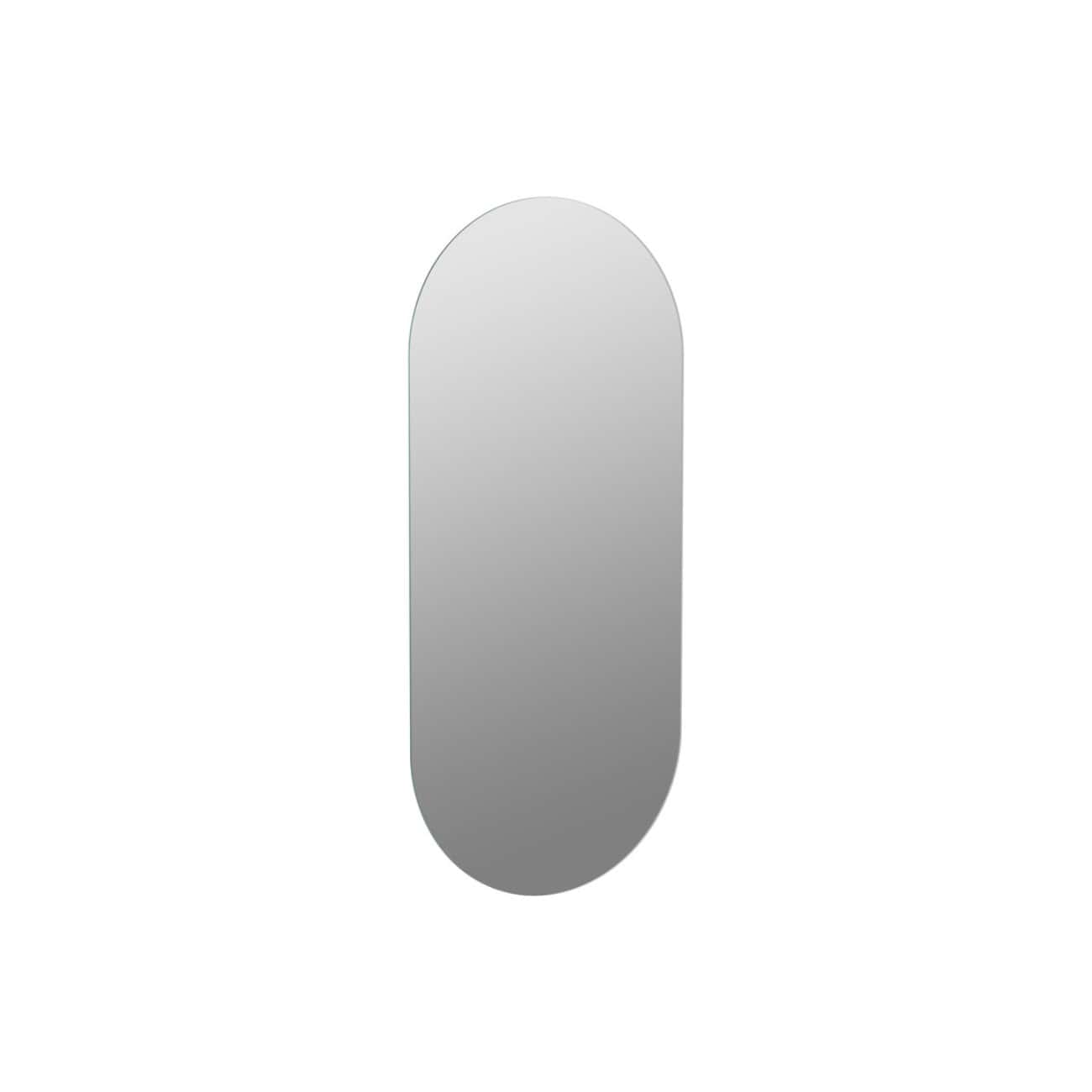 Slim, modern mirror with a rounded top designed for contemporary bathroom decor from Bubly Bathrooms. Perfect for adding style and functionality to your bathroom space.