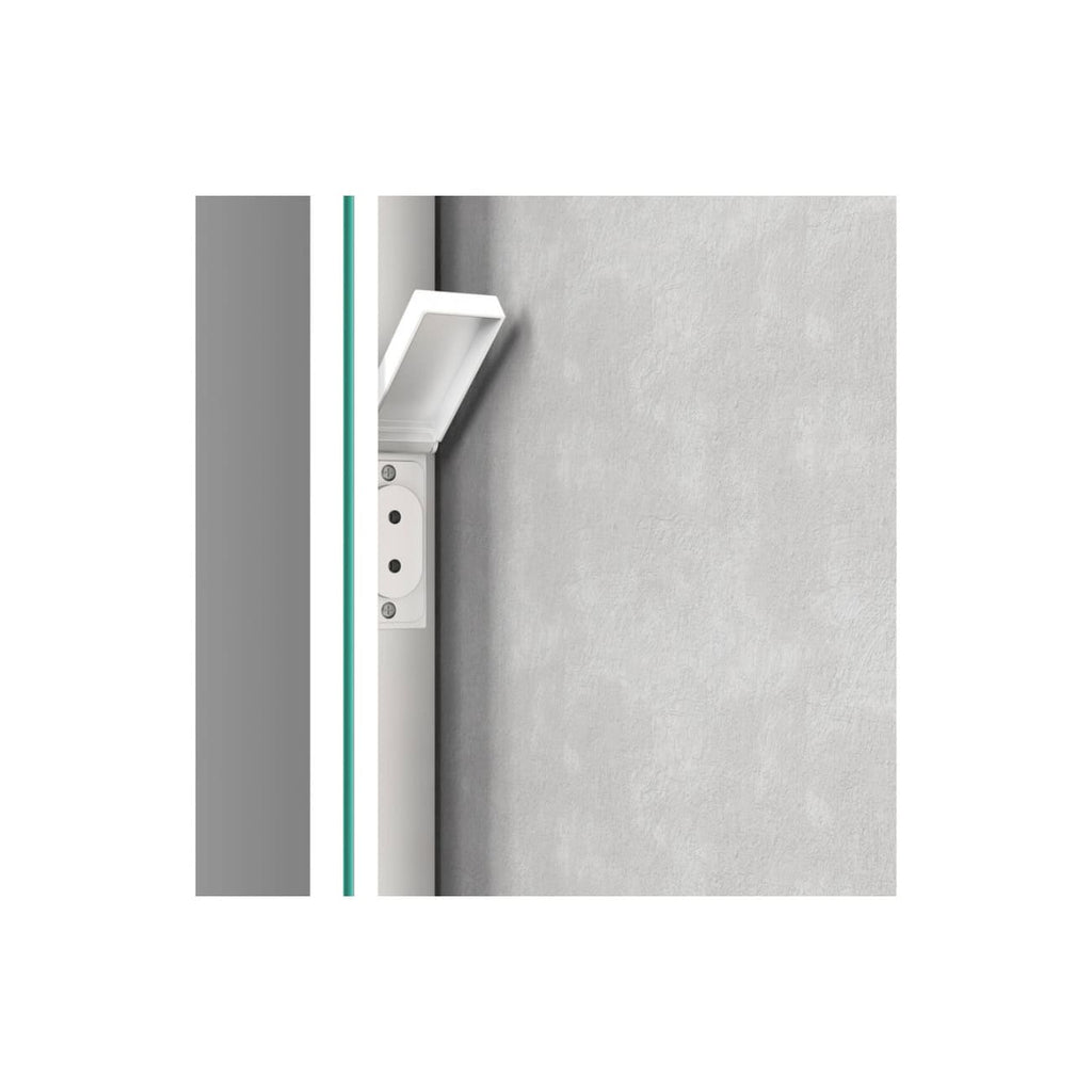 Electric power outlet with protective cover, Ideal for bathroom safety and appliance use, part of Bubly Bathrooms' modern bathroom accessories collection.