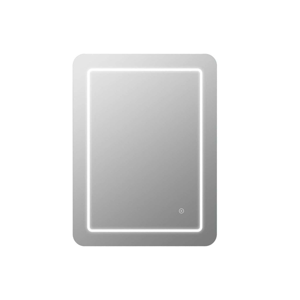 LED illuminated bathroom mirror with touch sensor, modern design, ideal for contemporary bathrooms, adds lighting and style to your space. Perfect for grooming and daily routines.