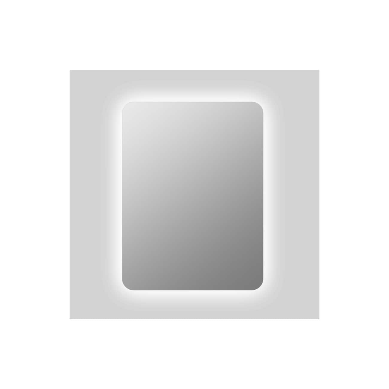 Sleek illuminated bathroom mirror with LED backlight, modern design, ideal for contemporary bathroom decor. Perfect for grooming and enhancing bathroom lighting and style.
