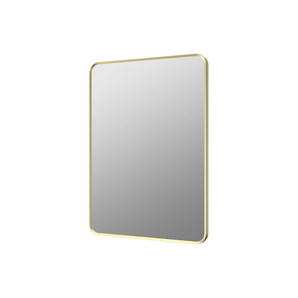 Reflective bathroom mirror with a sleek gold trim, perfect for modern bathroom decor, offering clear reflection and stylish design. Ideal for stylish and functional bathroom spaces.