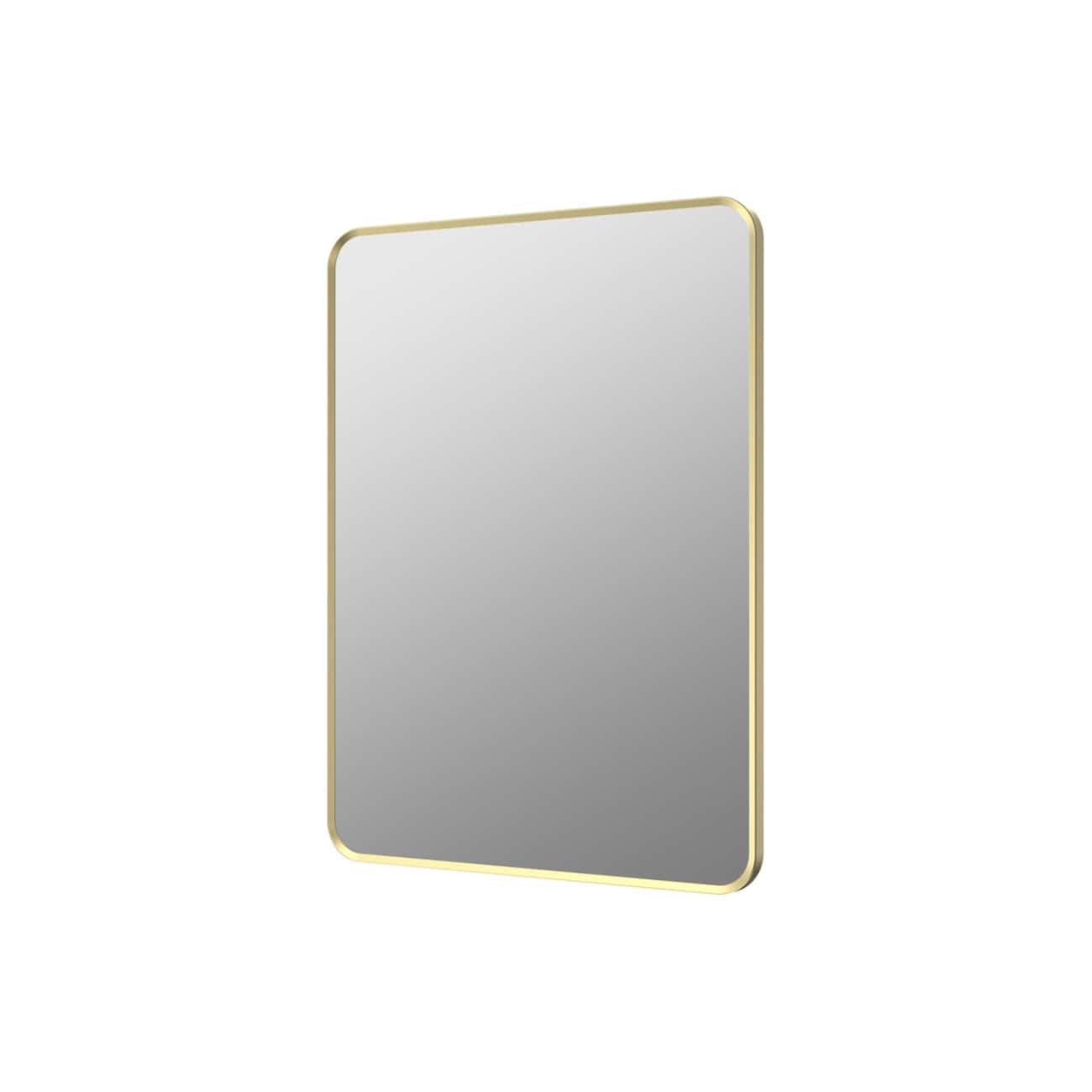 Reflective bathroom mirror with a sleek gold trim, perfect for modern bathroom decor, offering clear reflection and stylish design. Ideal for stylish and functional bathroom spaces.