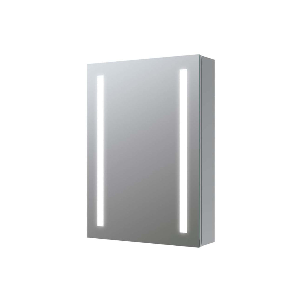 Illuminated bathroom mirror with integrated LED lighting, modern design, and sleek silver finish for contemporary bathrooms. Perfect for grooming and adding a stylish touch to bathroom decor.