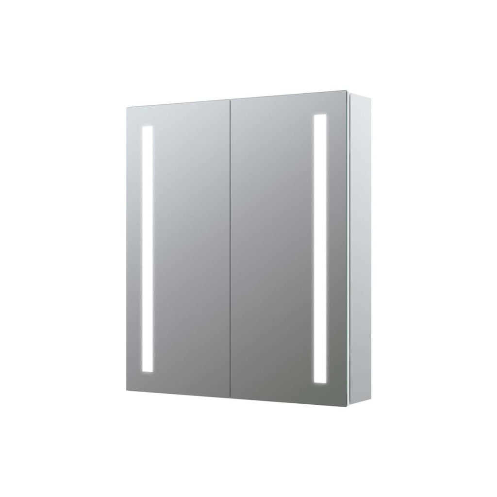 Modern mirrored bathroom cabinet with LED lighting for added illumination and storage. Ideal for contemporary bathroom spaces, combining sleek design with practical functionality.