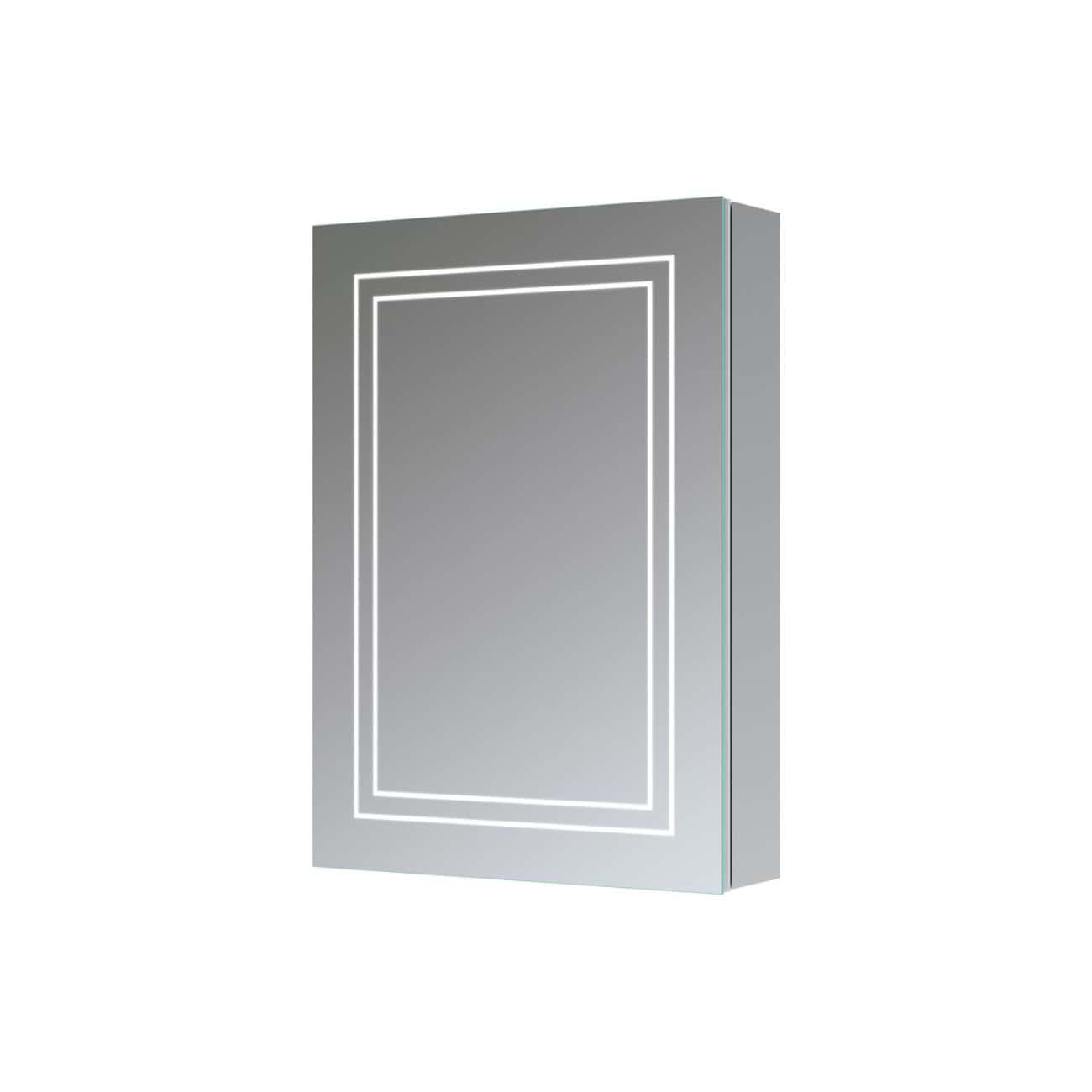Battery-powered illuminated mirror with LED lighting for modern bathrooms, featuring sleek grey frame and reflective surface. Perfect for enhancing bathroom aesthetics and functionality.