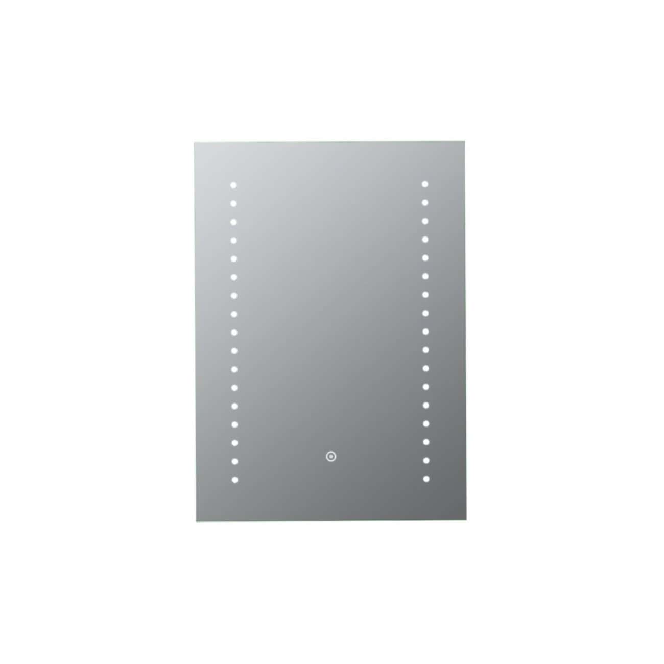 Sleek modern bathroom mirror with LED lighting and touch sensor, ideal for contemporary bathroom designs and enhancing space with functional elegance.