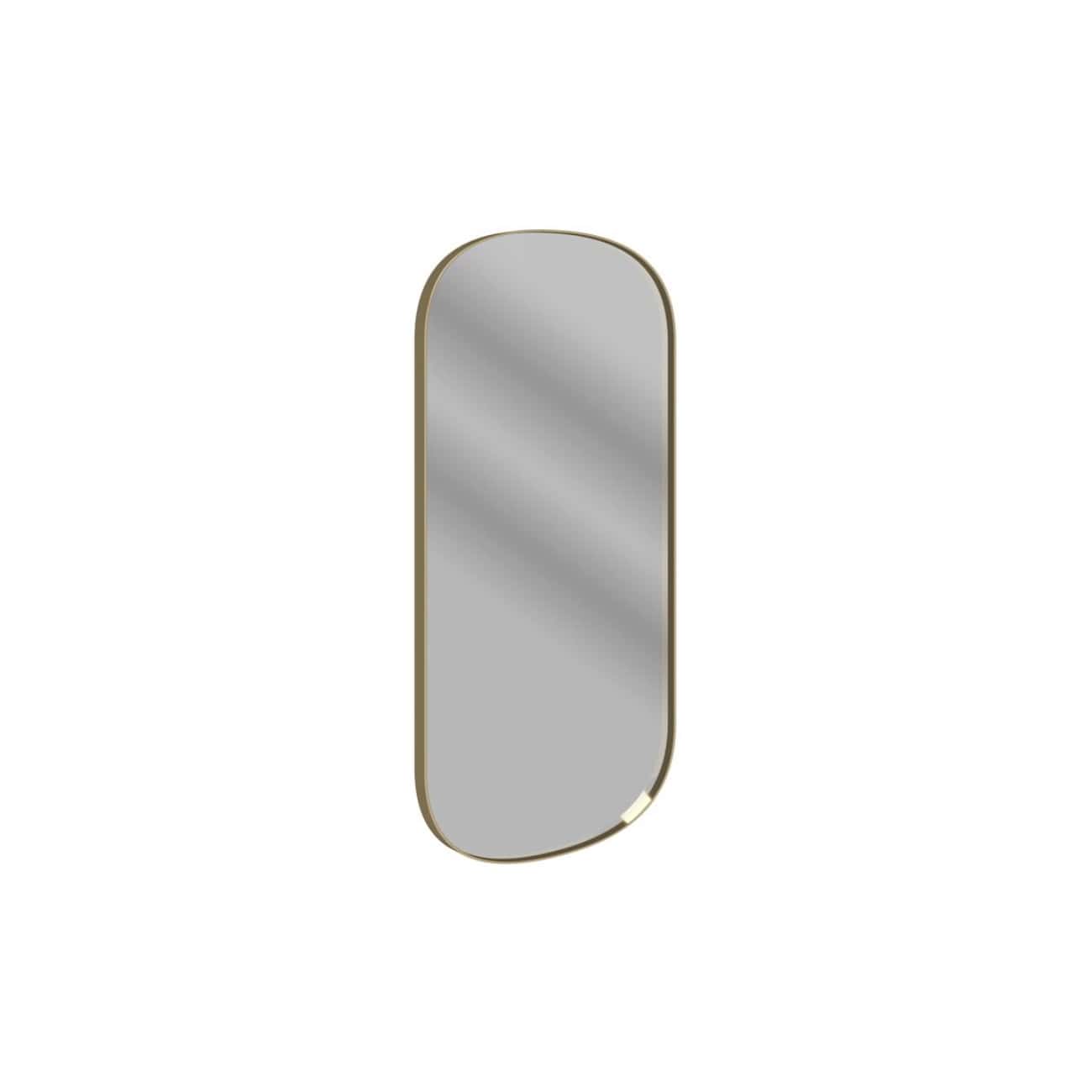 Reflective oval wall mirror with a sleek gold frame, ideal for modern bathroom decor and adding a touch of elegance to your Bubly Bathrooms space. Perfect for functional and stylish bathroom upgrades.