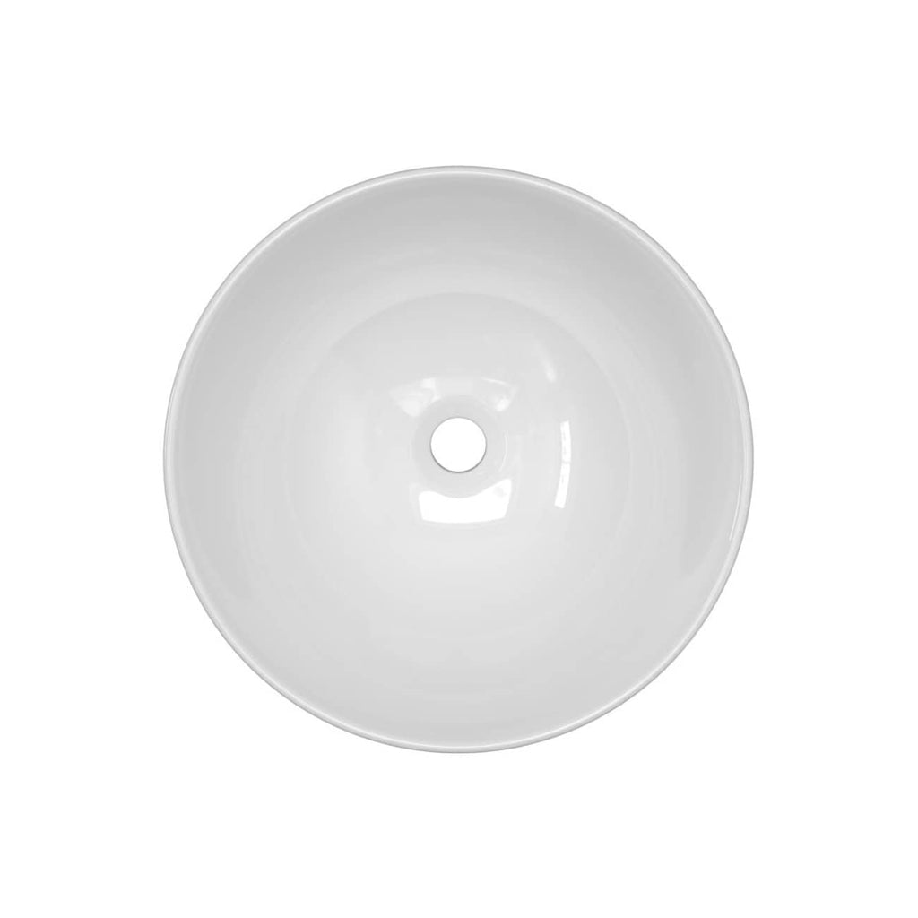 Sleek white ceramic bathroom sink with smooth round design, ideal for modern bathroom decor, providing a clean and elegant look for practical hand washing and hygiene.