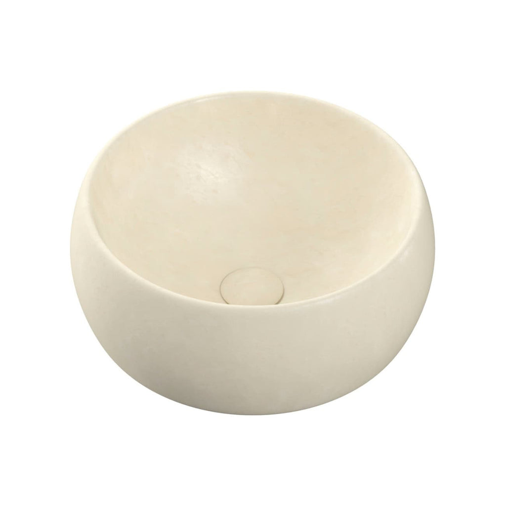 Smooth, round ivory bathroom wash basin made from ceramic material, ideal for modern bathroom decor, with a sleek design and easy-to-clean surface. Perfect for stylish bathroom upgrades.