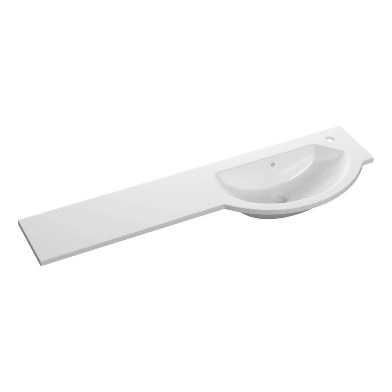 Modern white bathroom vanity with integrated sink, sleek design, perfect for contemporary bathrooms, includes countertop space for essentials, easy to install.