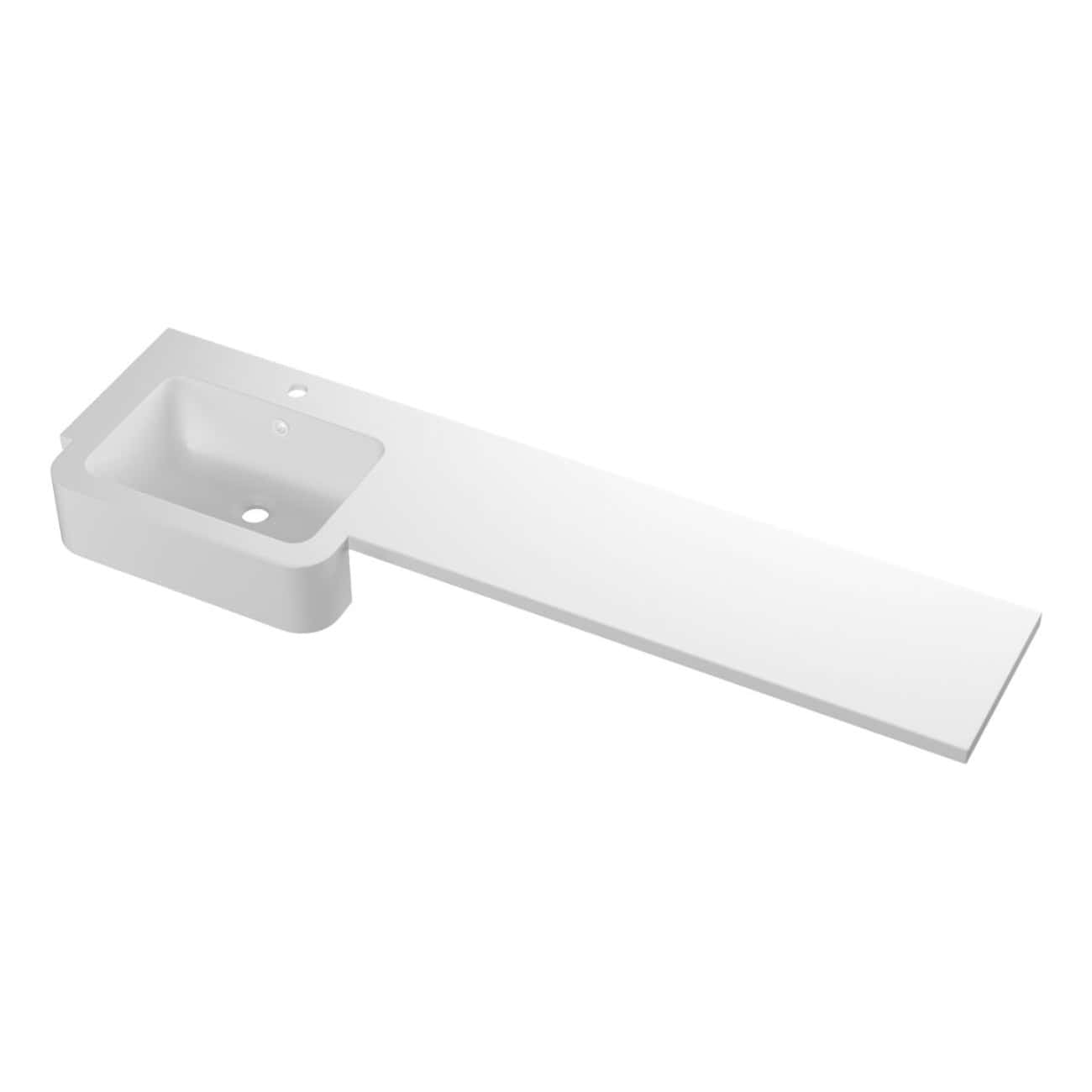 Modern white bathroom sink with integrated countertop for contemporary bathroom designs.