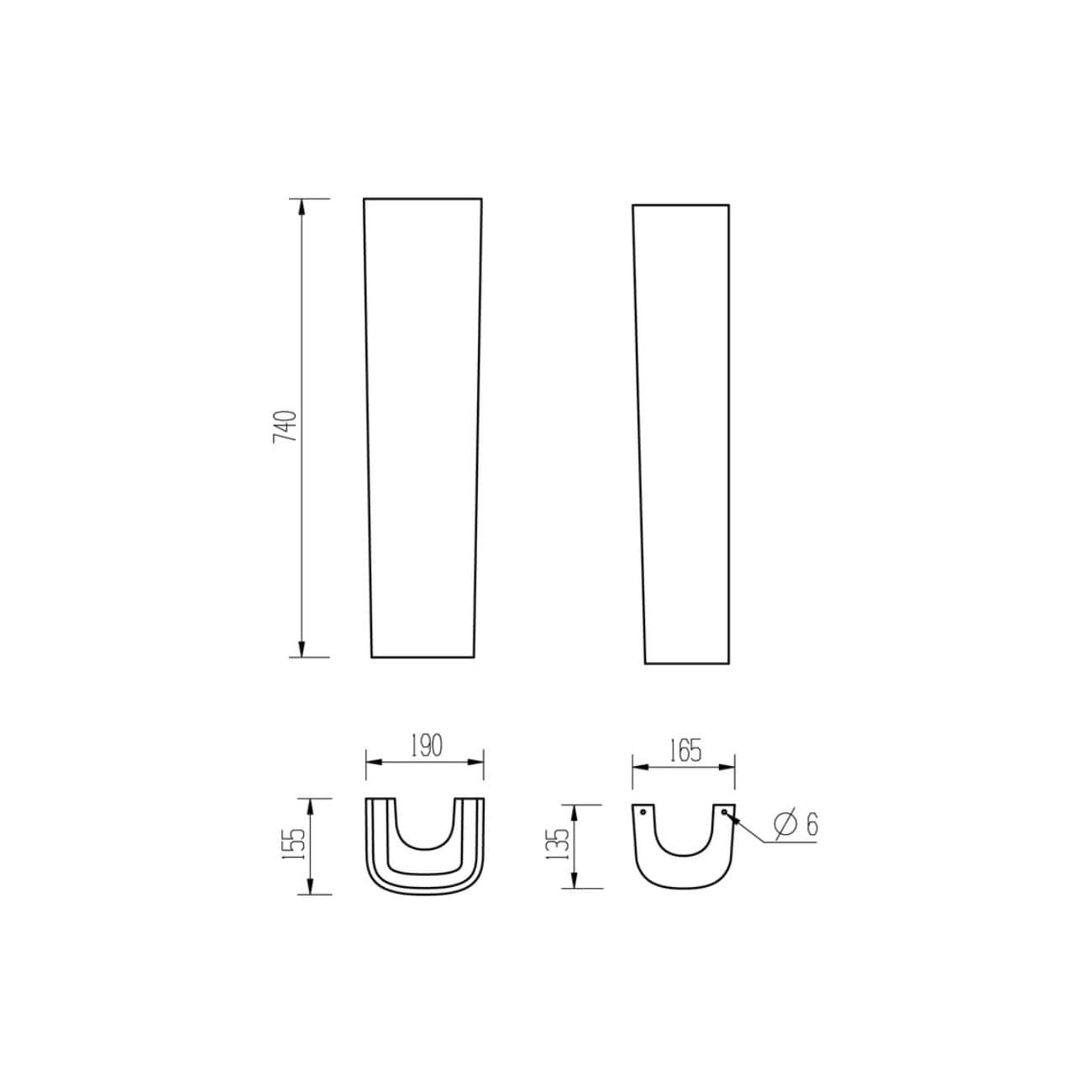 Powder-coated stainless steel bathroom waste trap and pipe system with detailed technical drawings and measurements for installation.