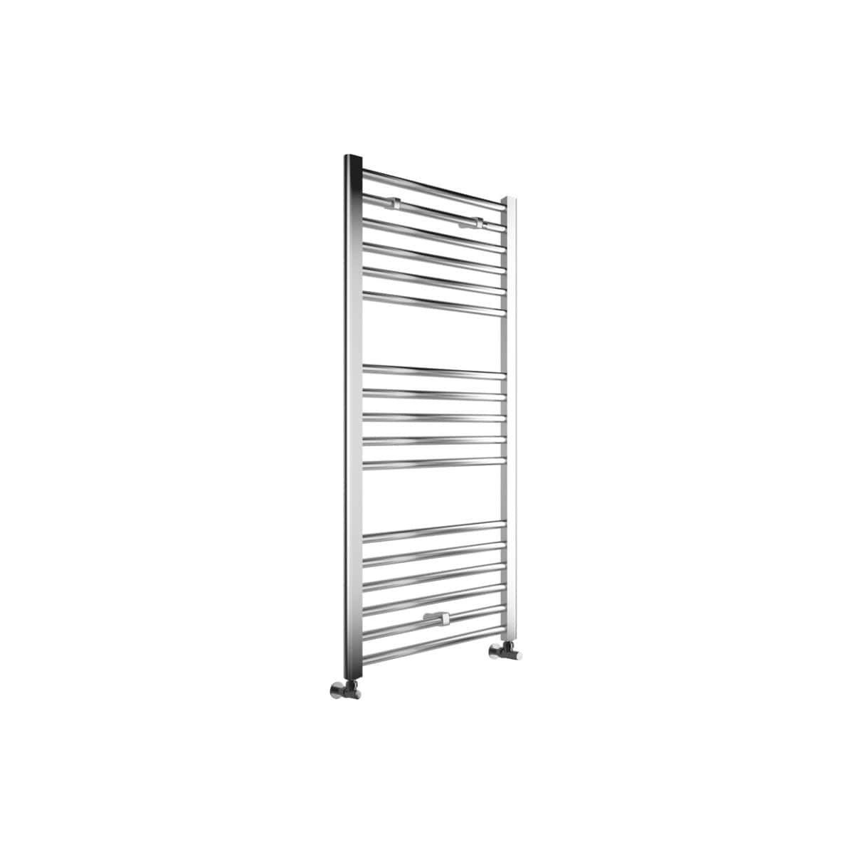 Stainless steel heated towel rail, modern bathroom radiator with multiple rails for towel hanging and drying. Ideal for luxury bathrooms, featuring durable construction and sleek design.