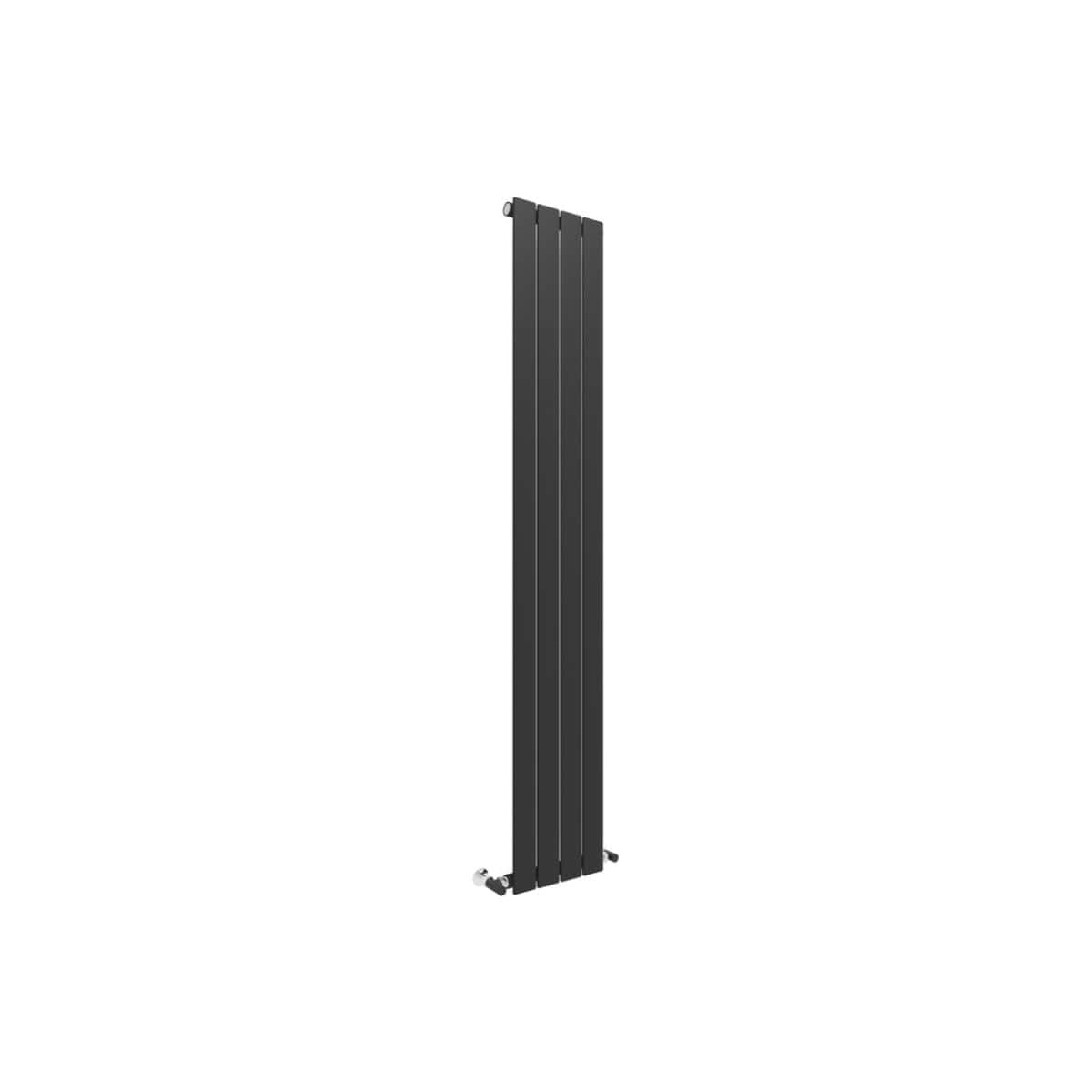 Aluminium bathroom radiator, vertical designer towel heater, modern black heated towel rail for contemporary bathrooms.