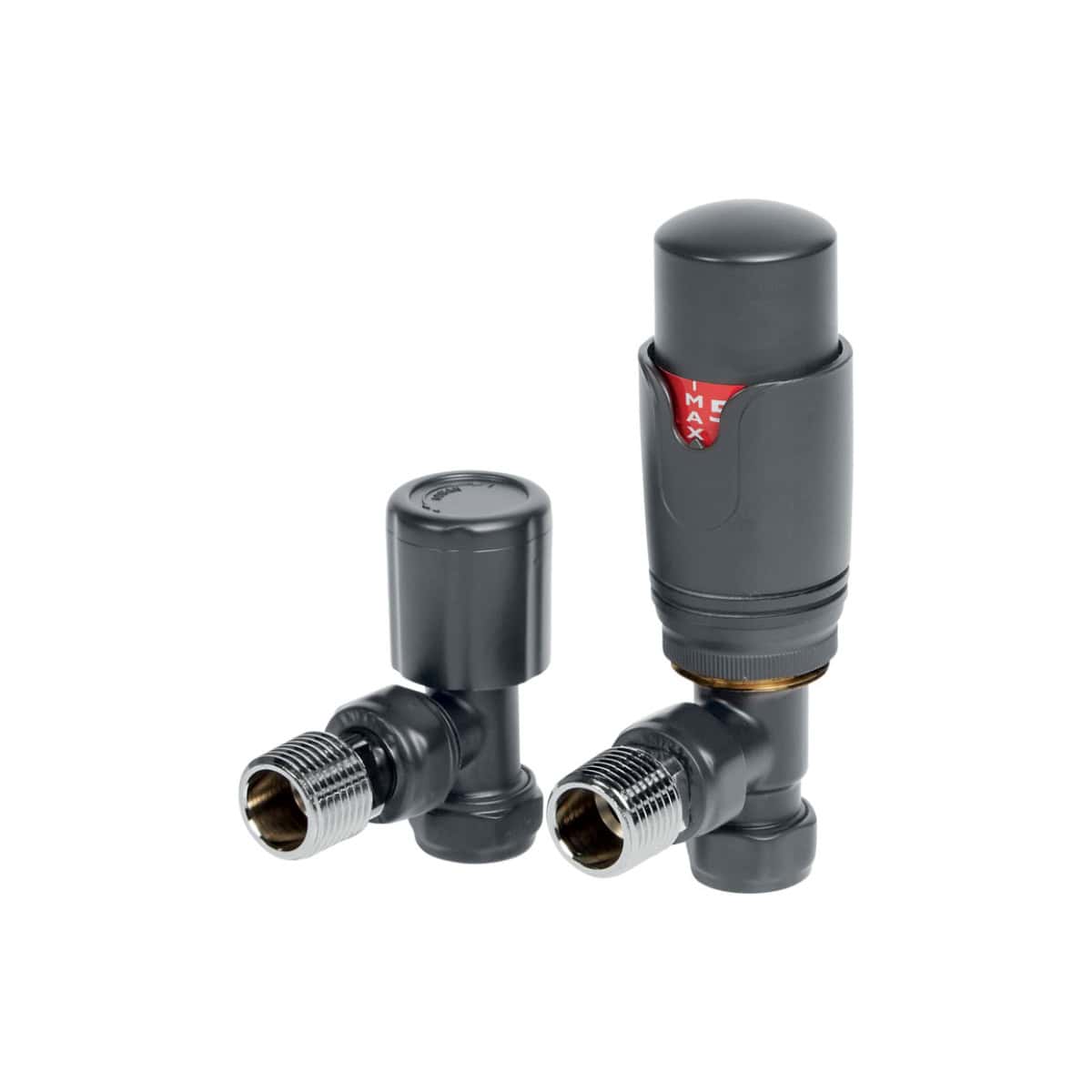 Flexible radiator valves for modern bathroom heating systems, adjustable thermostatic control, durable metal construction, compatible with central heating boilers, sleek grey finish, and easy installation.