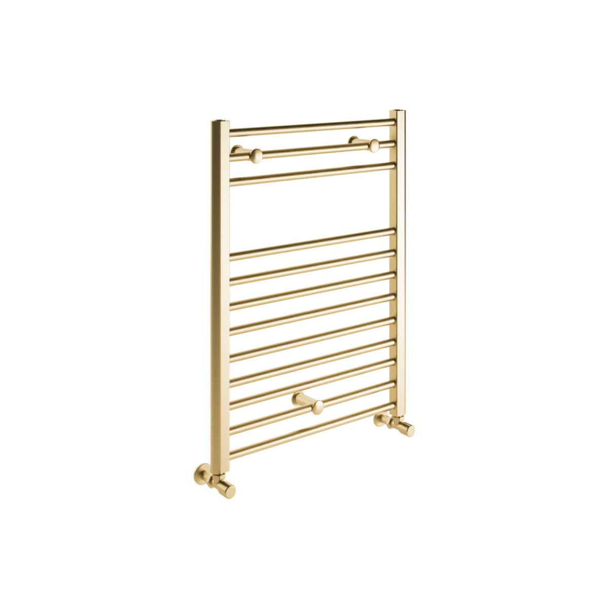Polished gold towel radiator, modern heated towel rail for luxury bathrooms, wall-mounted design, energy-efficient, perfect for drying towels and adding warmth to your bathroom space.