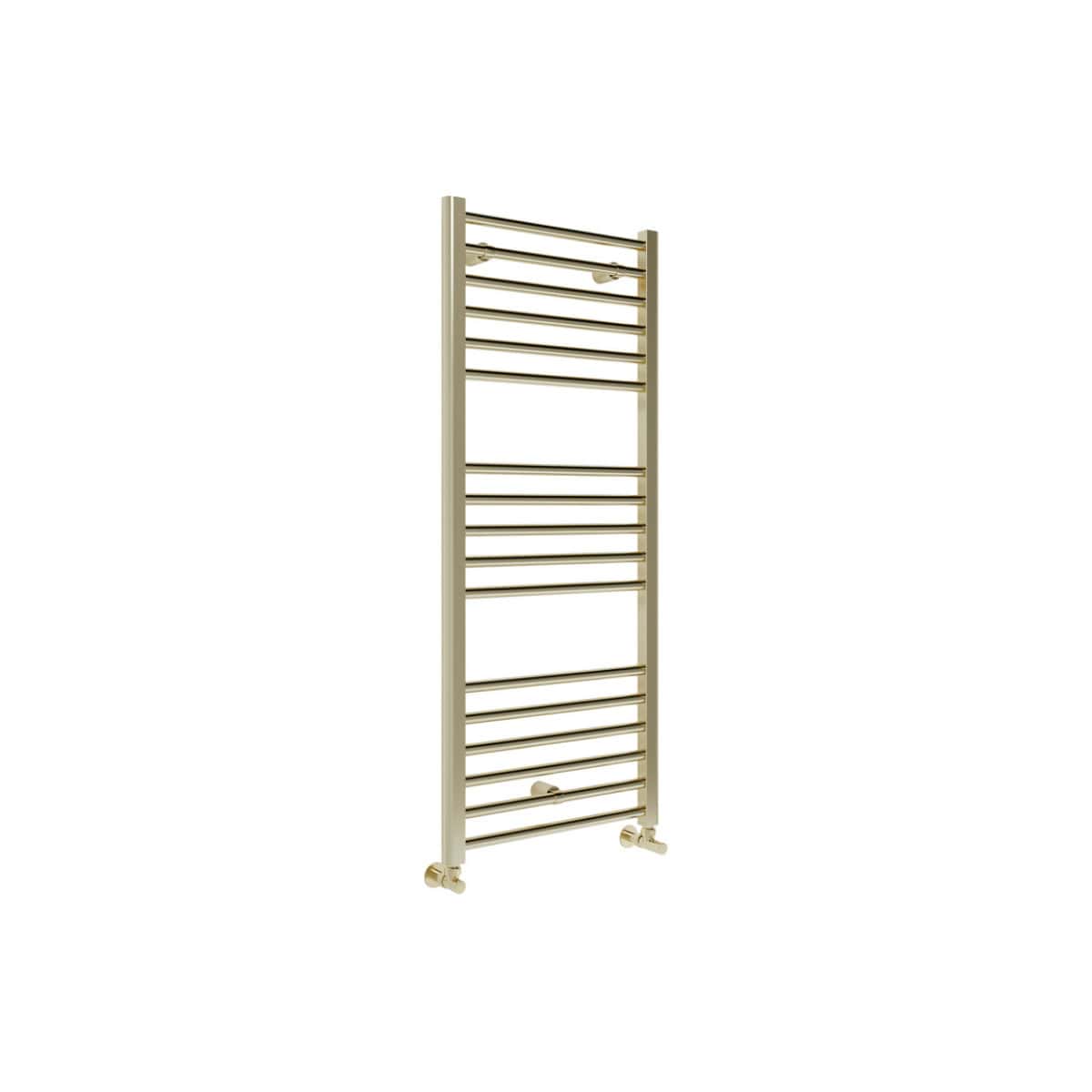 Elegant towel radiator in a sleek beige finish, ideal for modern bathrooms, offering efficient heating and versatile towel drying solutions. Perfect for contemporary bathroom designs.