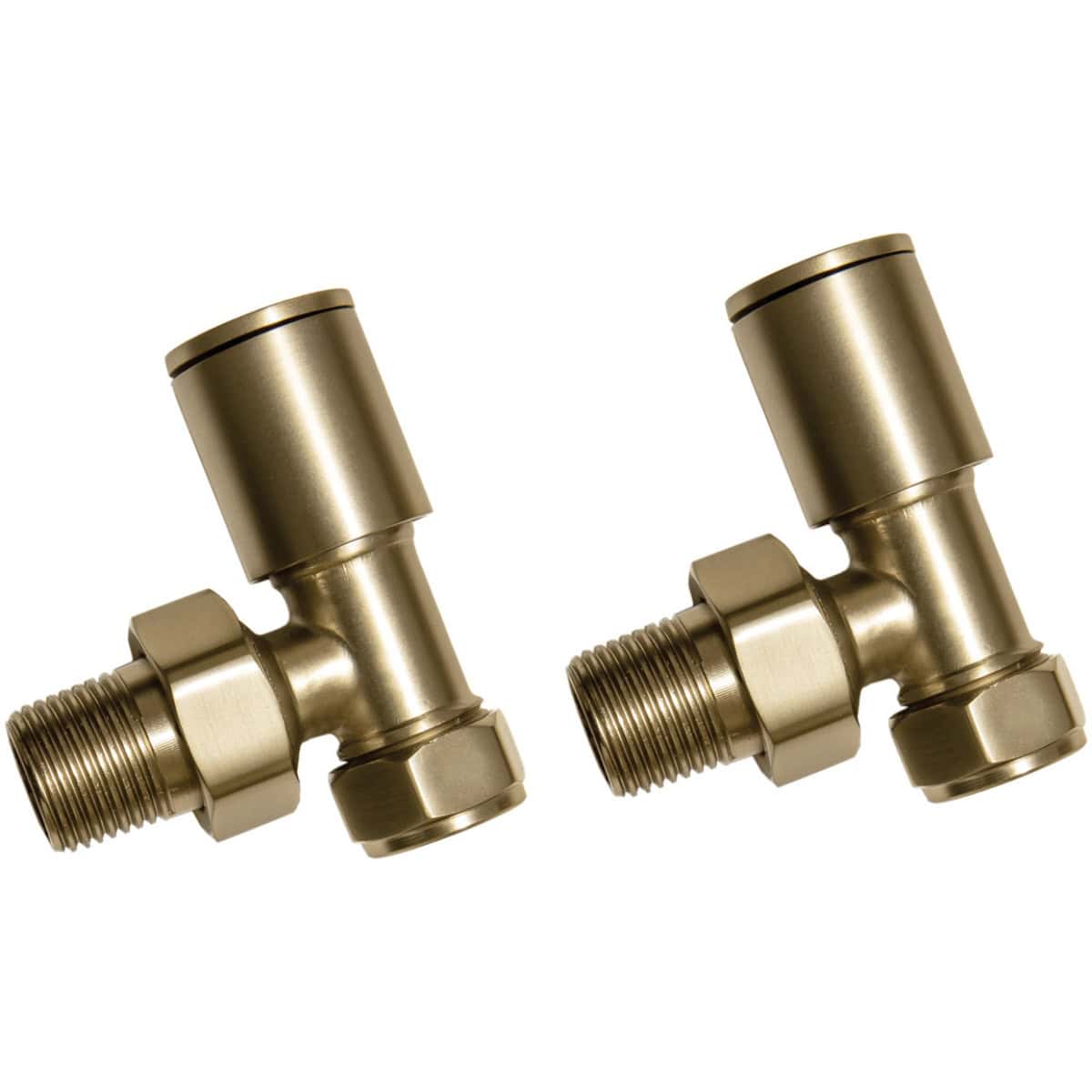 Brass radiator valve fittings for bathroom heating systems, high-quality thermostatic radiator valves from Bubly Bathrooms. Perfect for home radiator installation and control.