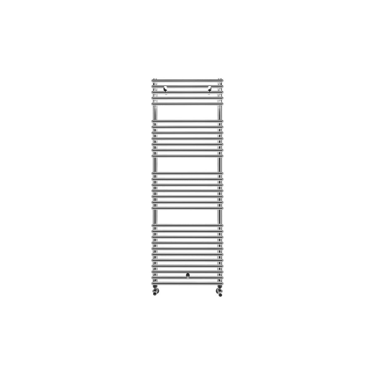 Shiny chrome heated towel rail for luxurious bathroom heating and drying, ideal for modern bathroom decor, providing efficient warmth and towel drying solution.