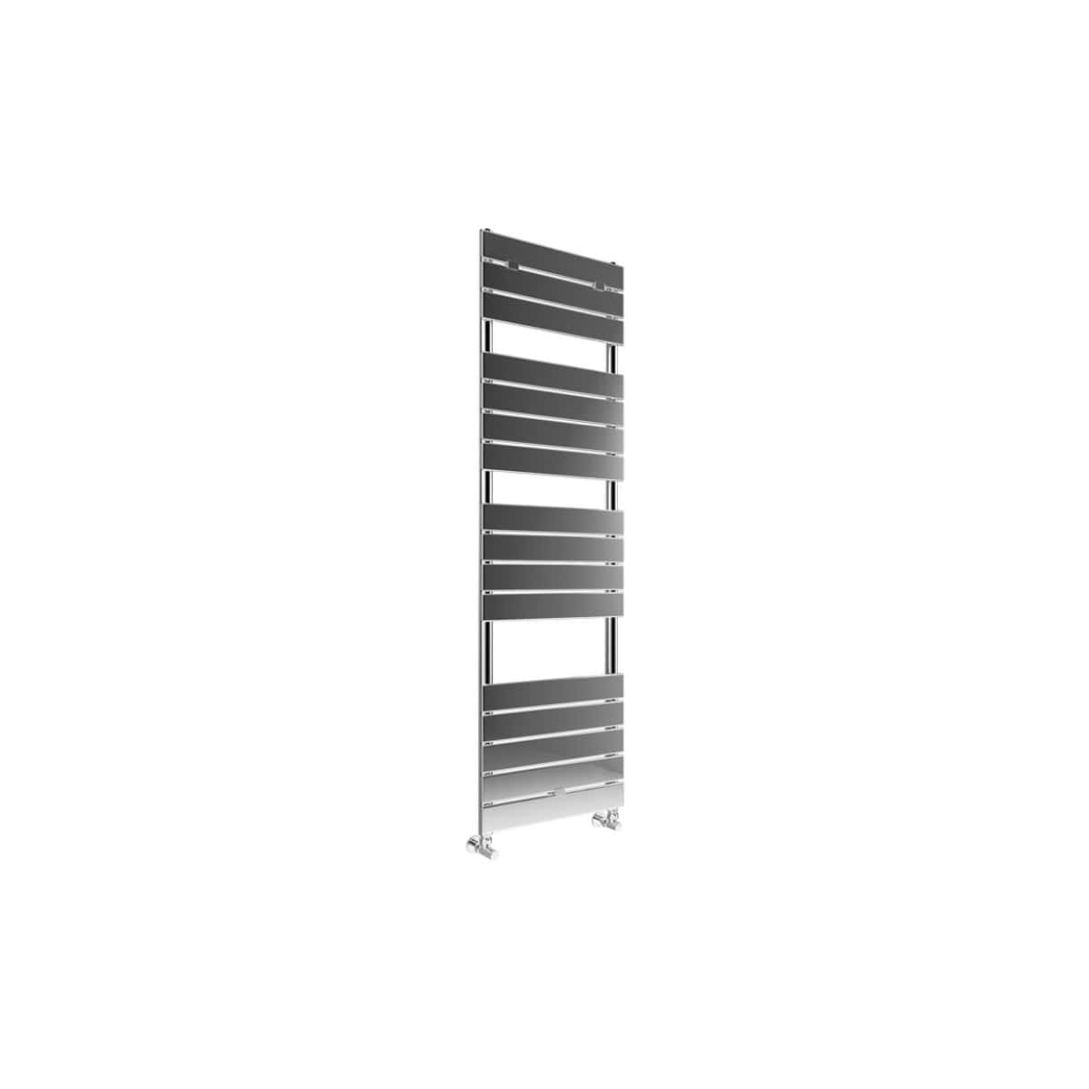 Slimline modern towel radiator in stainless steel, ideal for contemporary bathrooms, providing efficient heating and towel drying solutions. Perfect for space-saving bathroom designs.