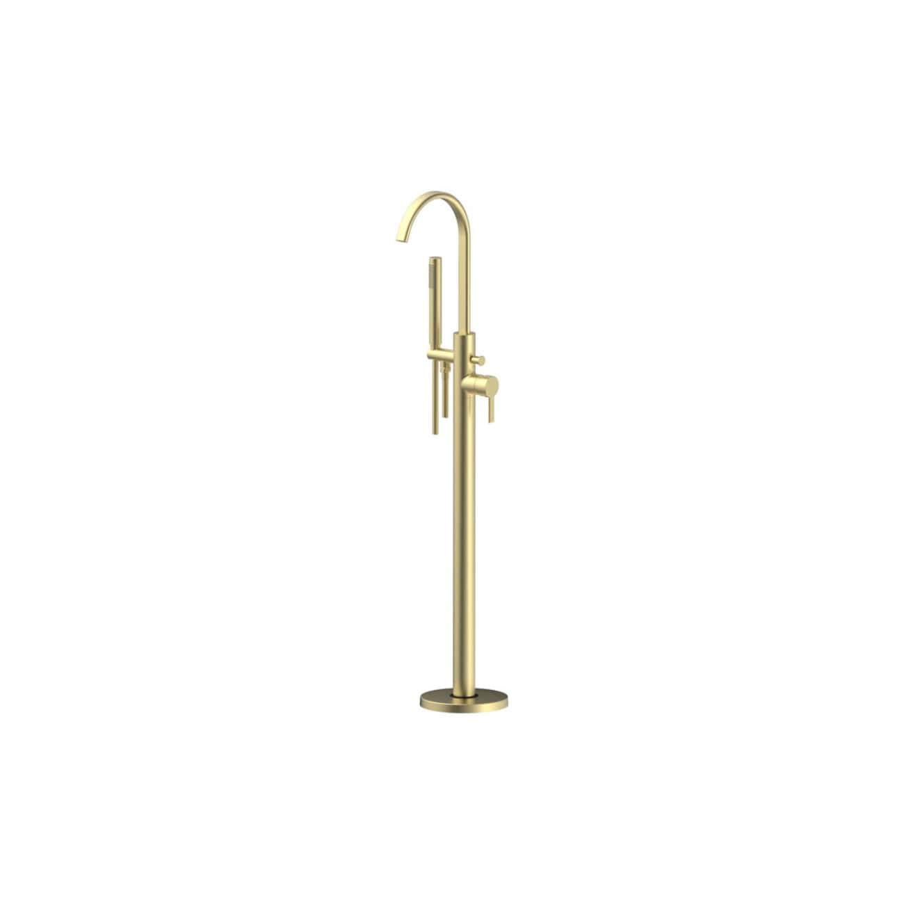 Luxurious gold bathroom freestanding tap with modern design, ideal for stylish step-in showers and contemporary bathroom upgrades. Perfect for adding a touch of elegance to your bathroom space.
