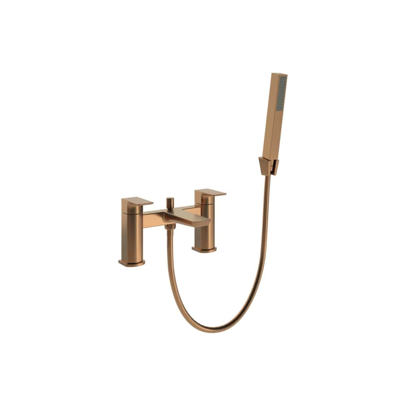 Elegant rose gold bathroom tap with integrated handheld shower for luxurious bathing experiences. Perfect for modern bathrooms seeking stylish and functional fixtures.