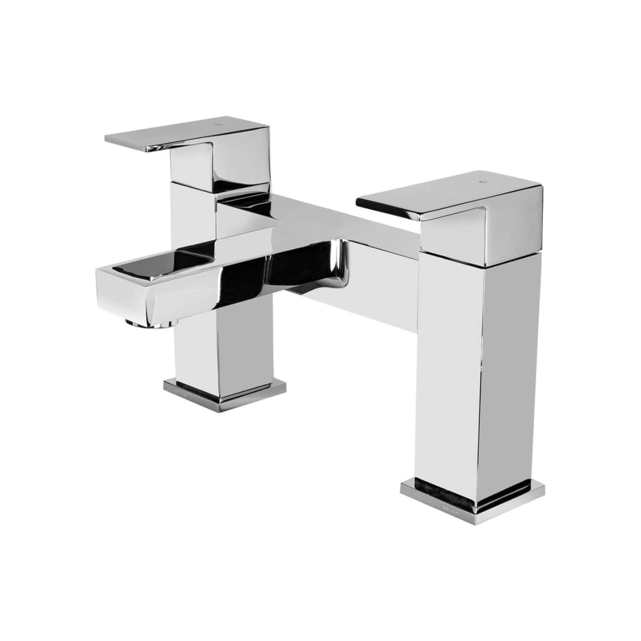 Modern chrome bathroom basin tap with sleek, angular design for contemporary bathrooms. Perfect for adding a touch of sophistication and style to your bathroom decor.