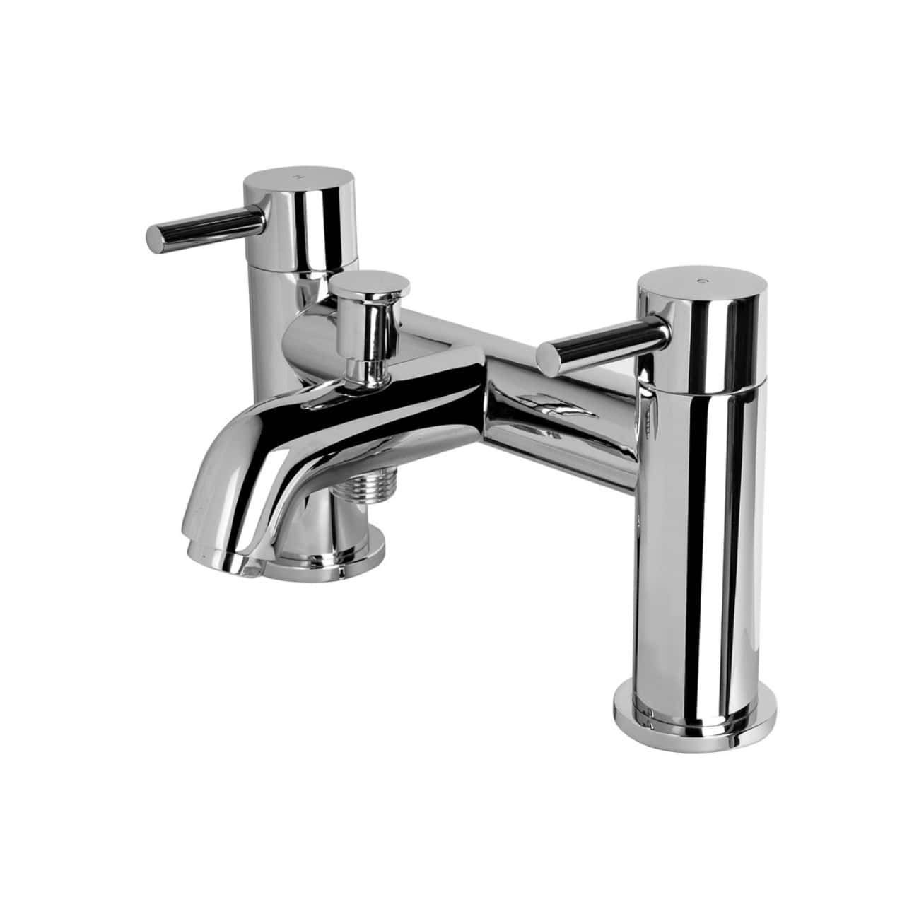 Chrome kitchen tap with a modern design, single lever handle, and dual outlet spout, ideal for contemporary bathrooms and kitchens.