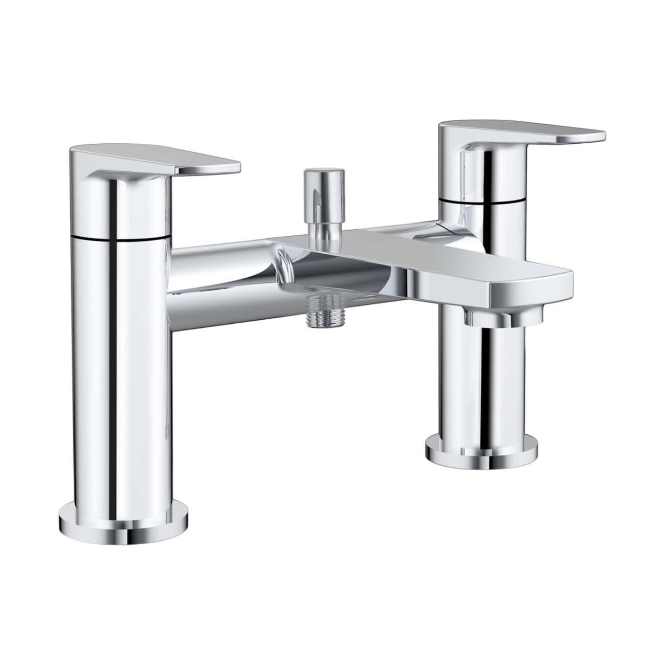 Chrome bathroom mixer tap with dual handles and modern design for stylish Bubly Bathrooms installations.