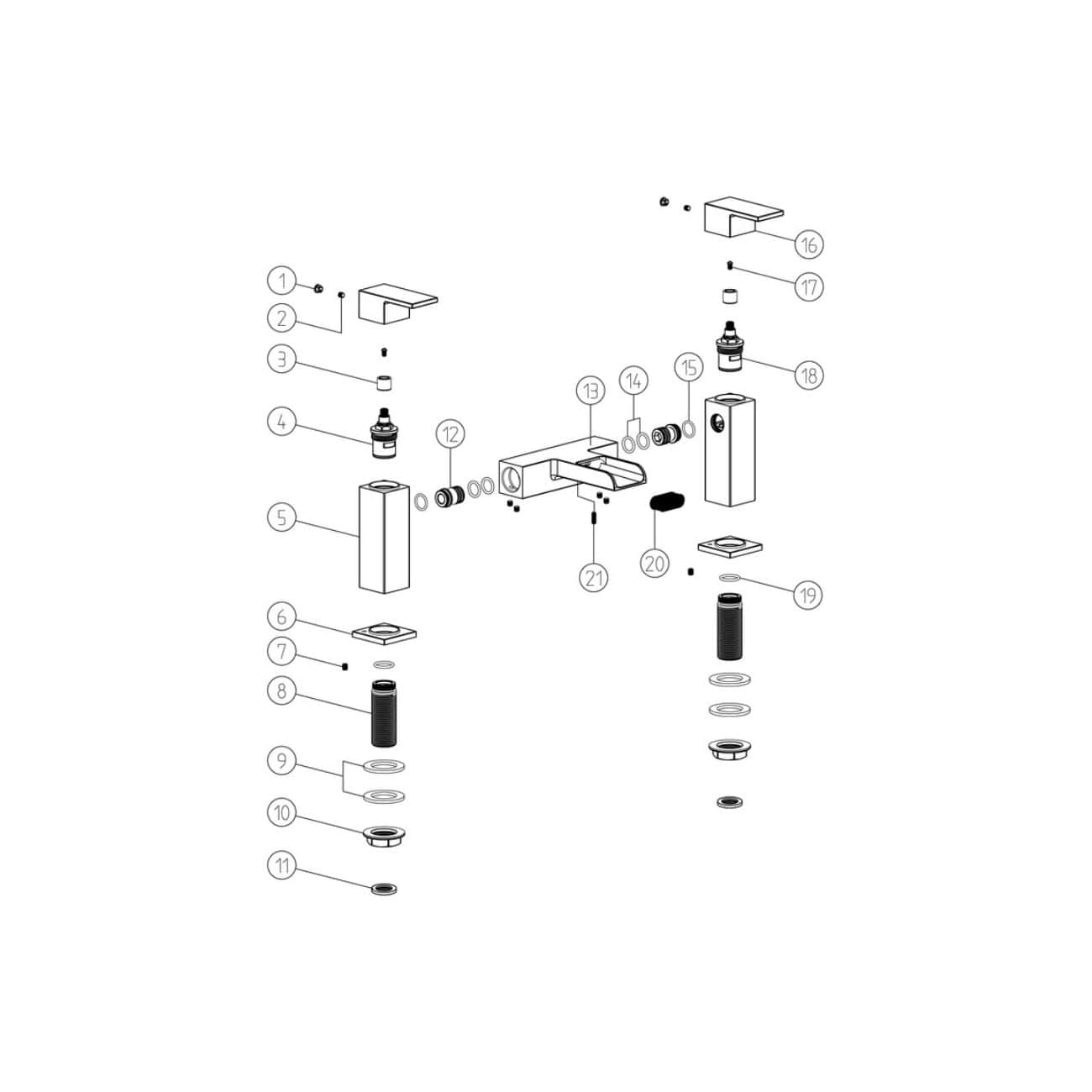 Flexible bathroom mixer tap component diagram for Bubly Bathrooms, showcasing installation and repair parts to ensure optimal bathroom plumbing performance.