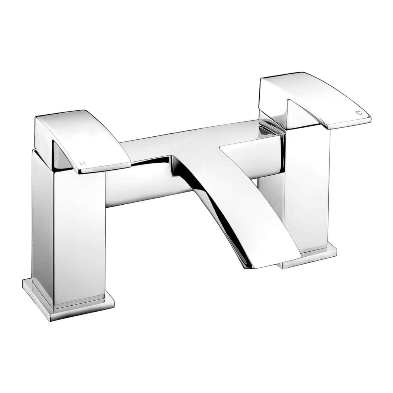 Sleek modern chrome bathroom tap with a contemporary design suitable for stylish bathrooms and en-suites. Features dual handles for precise temperature control, ideal for enhancing bathroom aesthetics.