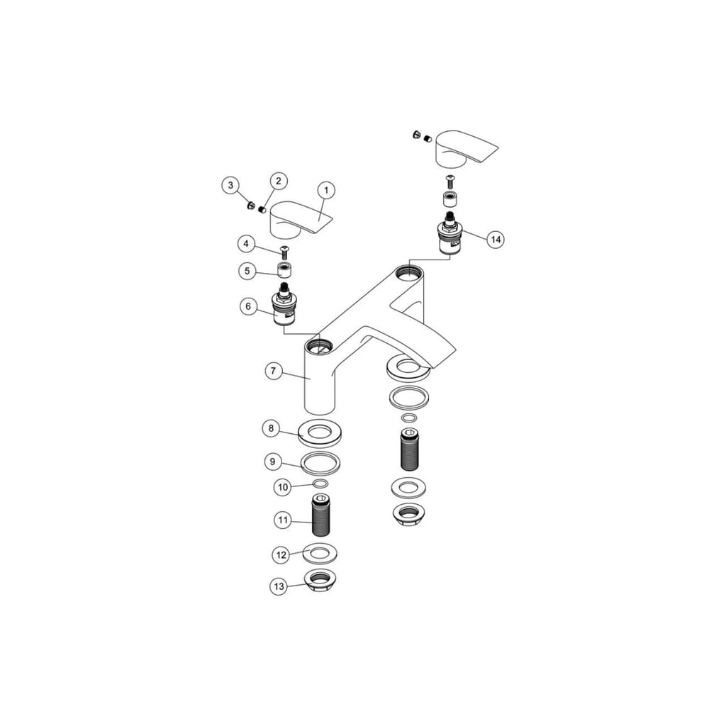 High-quality bathroom mixer tap exploded view diagram showing internal components and assembly parts for Bubly Bathrooms products. Perfect for plumbing repairs and maintenance.