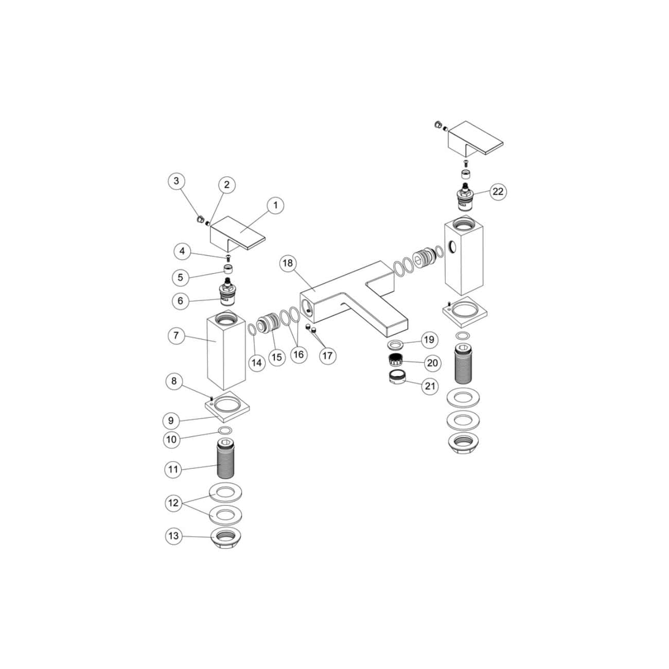 High-quality diagram of Bubly Bathrooms faucet assembly, showcasing detailed parts and installation process, ideal for bathroom renovations and plumbing expertise.