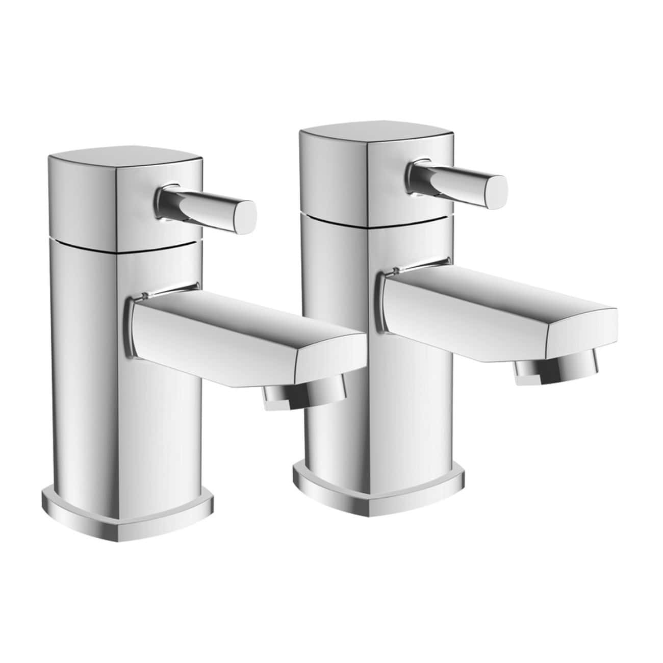Brushed metal bathroom taps set, modern minimalist design for contemporary bathrooms. Perfect for stylish, high-quality bathroom fixtures and fittings.