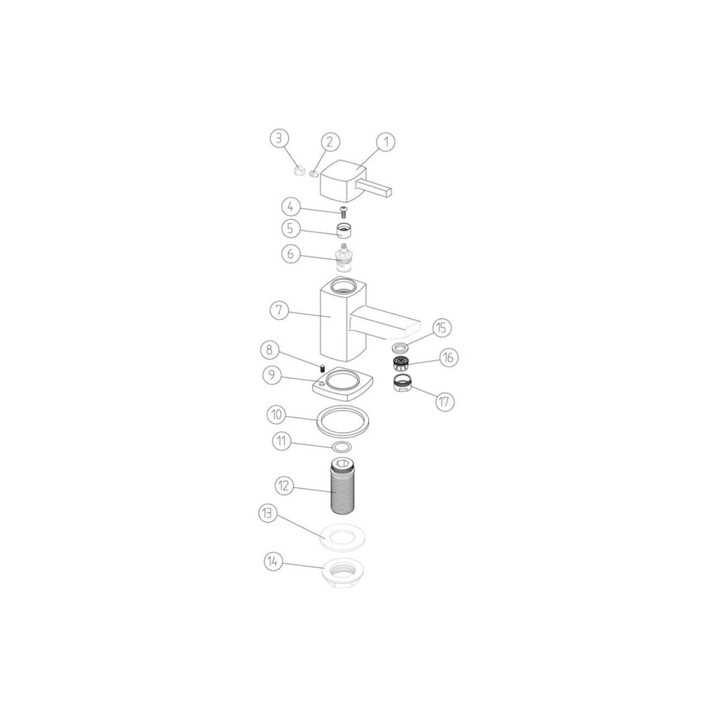 High-quality Bubly bathroom mixer tap with detailed exploded view diagram showing all components and assembly details for modern bathroom design.