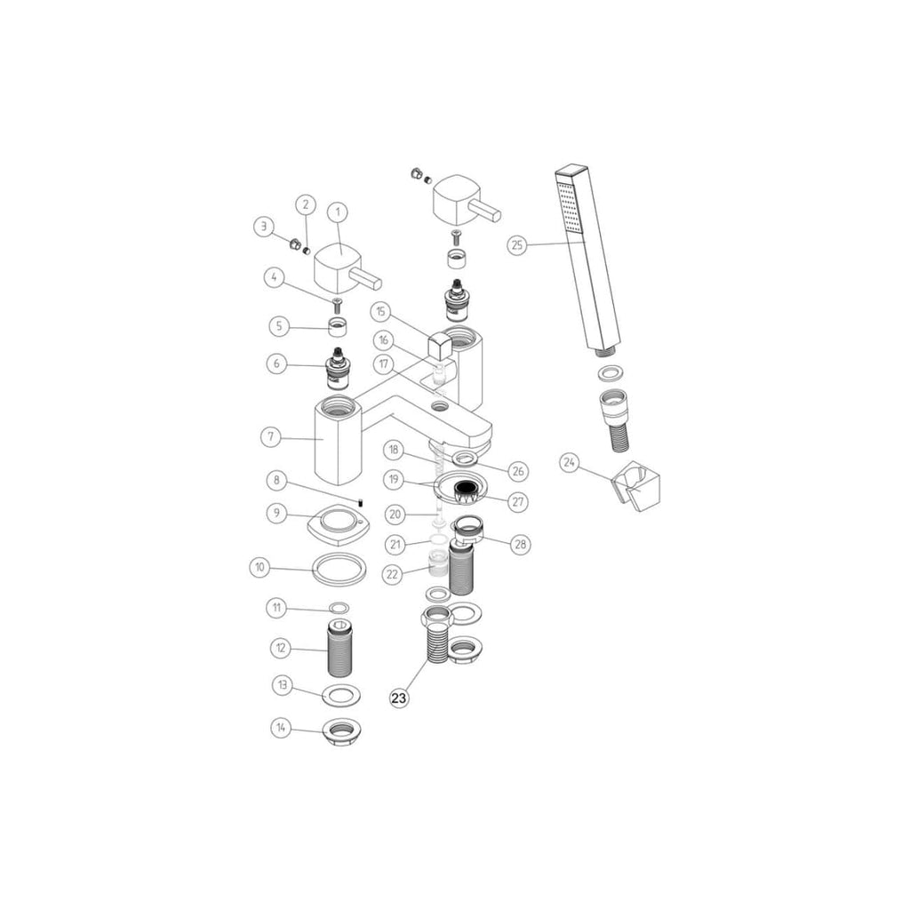 Seperate plumbing component diagram for Bubly Bathrooms, showcasing faucet repair parts and installation details. Suitable for bathroom renovation and maintenance projects.